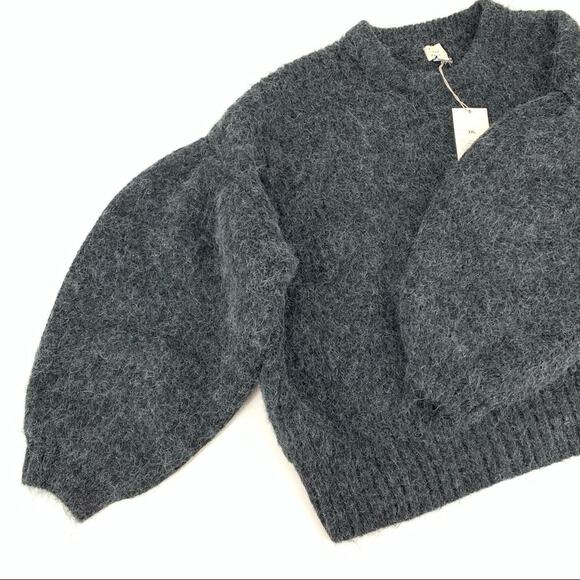 Women's Gray Knit Sweater Large Balloon Sleeve A New Day NWT - Picture 2 of 7